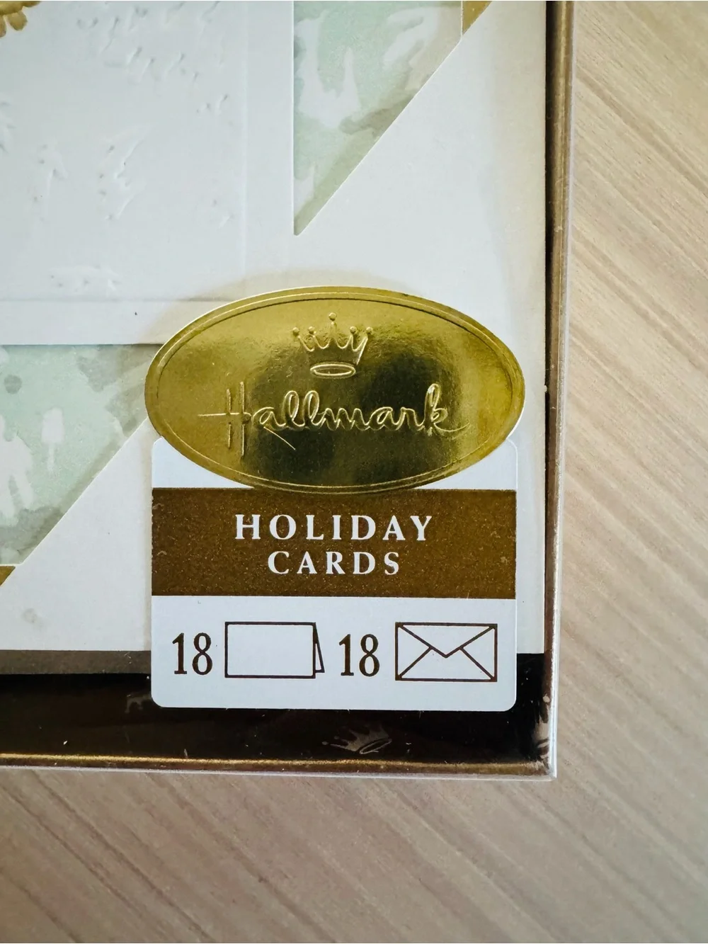 Hallmark Gold Pinecone Holiday Card Set - 18 White & Gold w/Envelopes